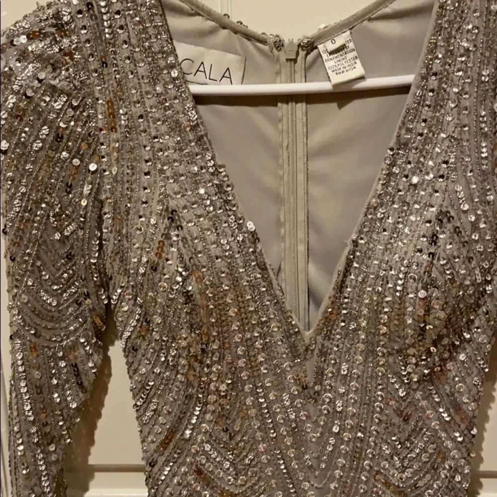 Scala long sleeve silver beaded gown - Picture 5 of 5